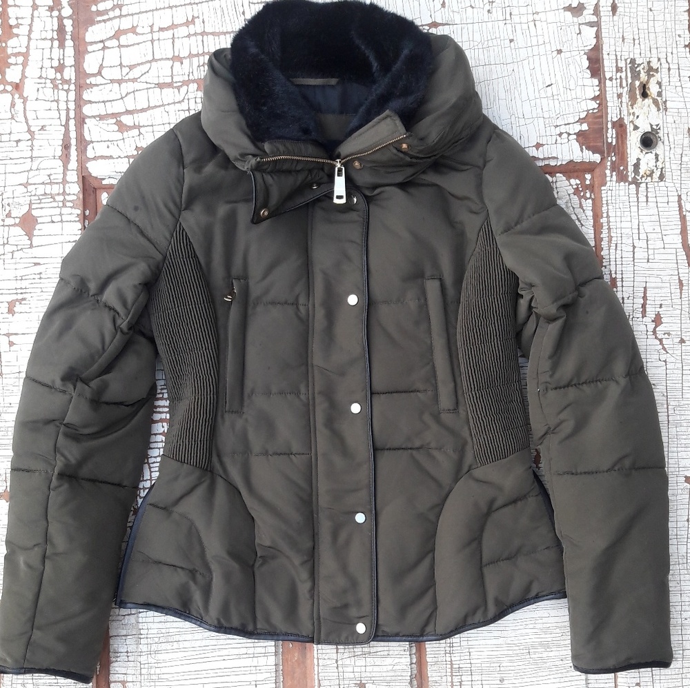 Zara Basic Brown Puffer Jacket M - image 2